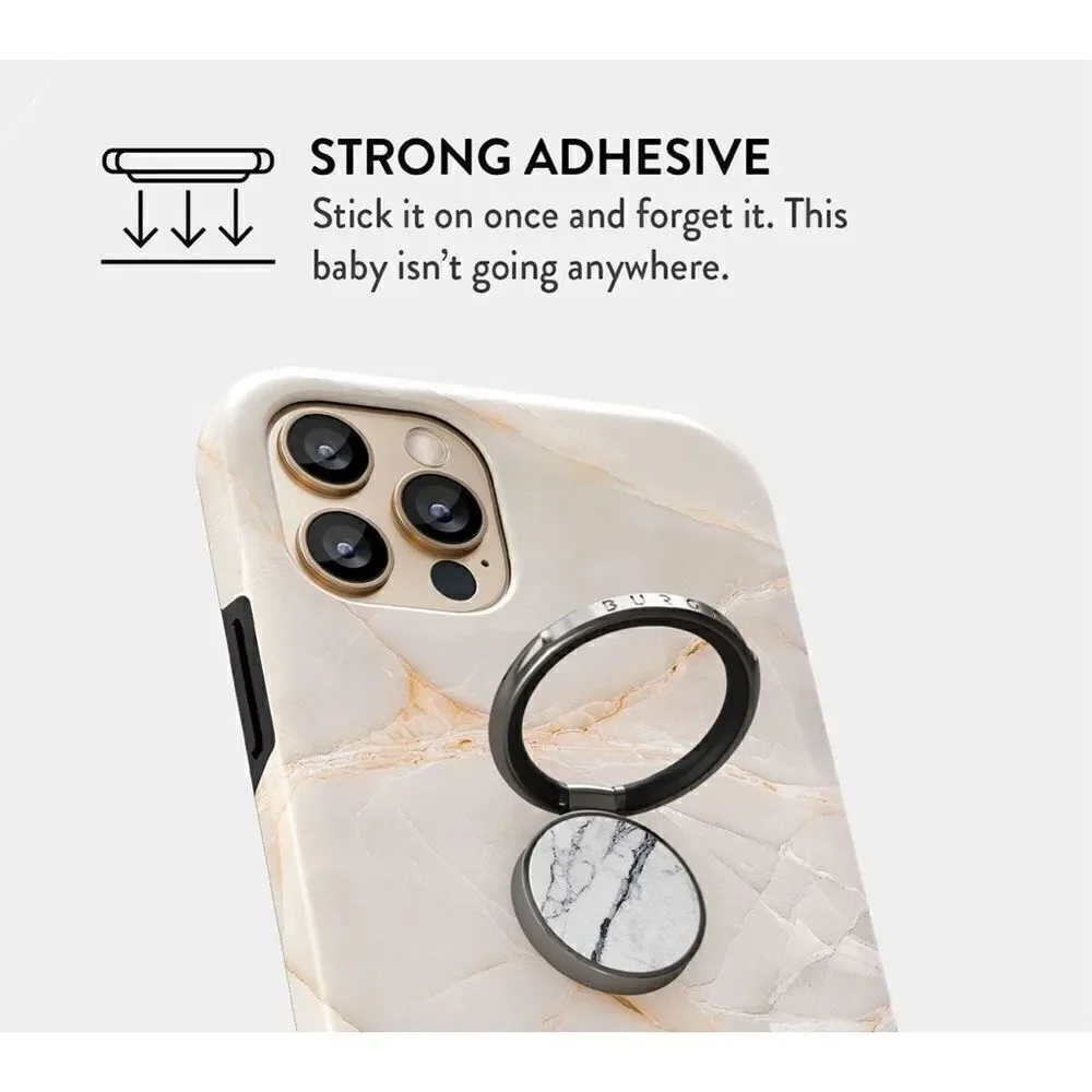 Burga Satin White - Marble iPhone X / XS Case & Marble Ring Holder Set Preowned